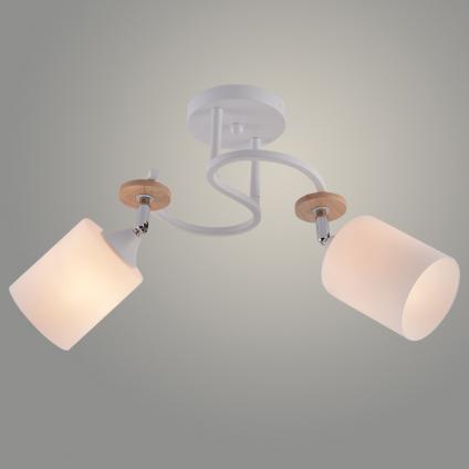Люстра XA1634/2 WH+WOOD+CR белый/хром 2х60W E27 d510 h280, HN25